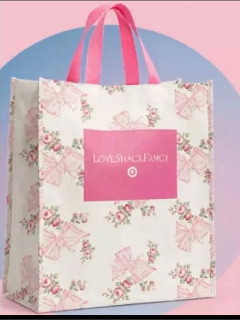 LoveShackFancy Pink and White Floral Reusable Tote Bag. NWT.